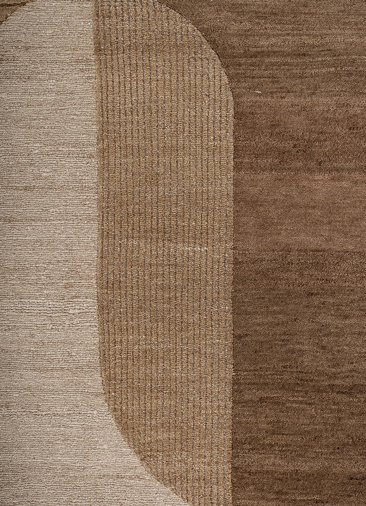 aprezo beige and brown wool hand knotted Rug - CloseUp aprezo beige and brown wool hand knotted Rug - CloseUp