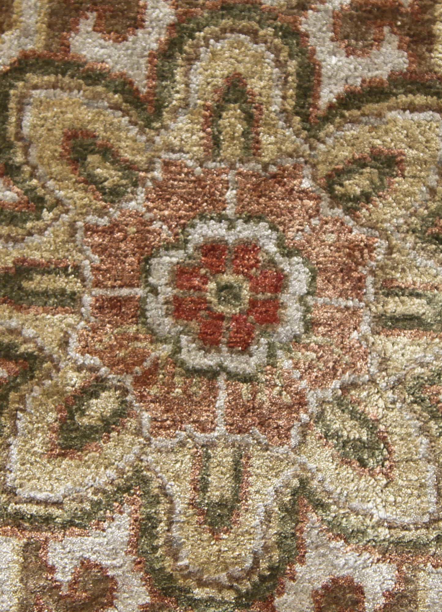gulmarg red and orange silk hand knotted Rug - CloseUp gulmarg red and orange silk hand knotted Rug - CloseUp