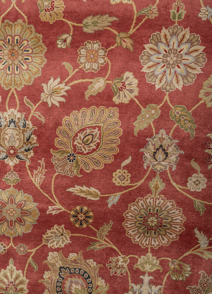 gulmarg red and orange silk hand knotted Rug - CloseUp gulmarg red and orange silk hand knotted Rug - CloseUp