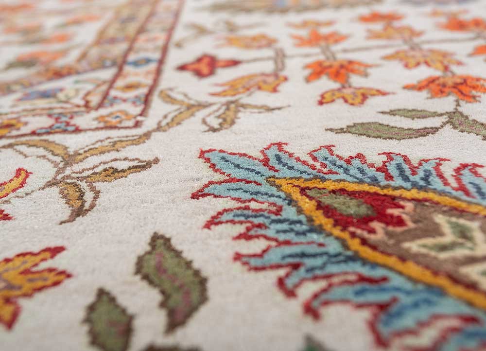 gulmarg ivory silk hand knotted Rug - CloseUp gulmarg ivory silk hand knotted Rug - CloseUp