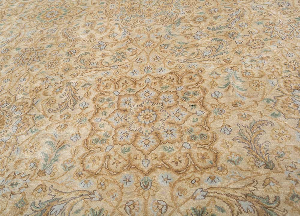 gulmarg beige and brown silk hand knotted Rug - CloseUp gulmarg beige and brown silk hand knotted Rug - CloseUp