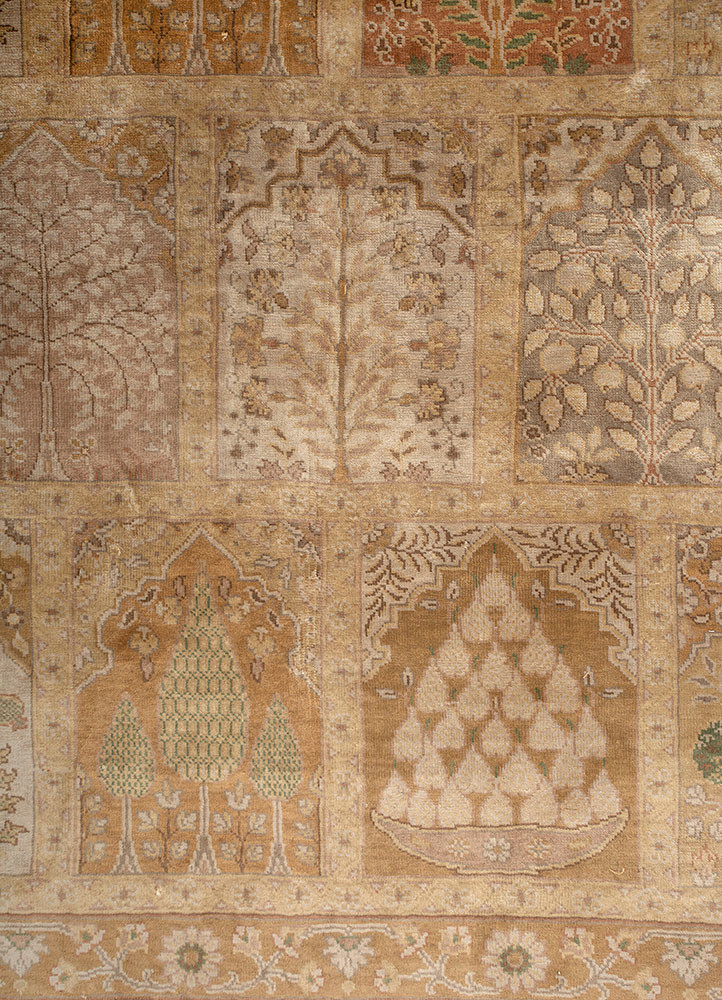 gulmarg beige and brown silk hand knotted Rug - CloseUp gulmarg beige and brown silk hand knotted Rug - CloseUp