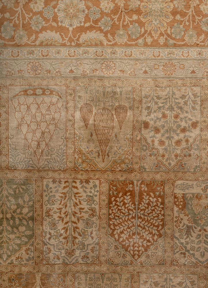 gulmarg red and orange silk hand knotted Rug - CloseUp