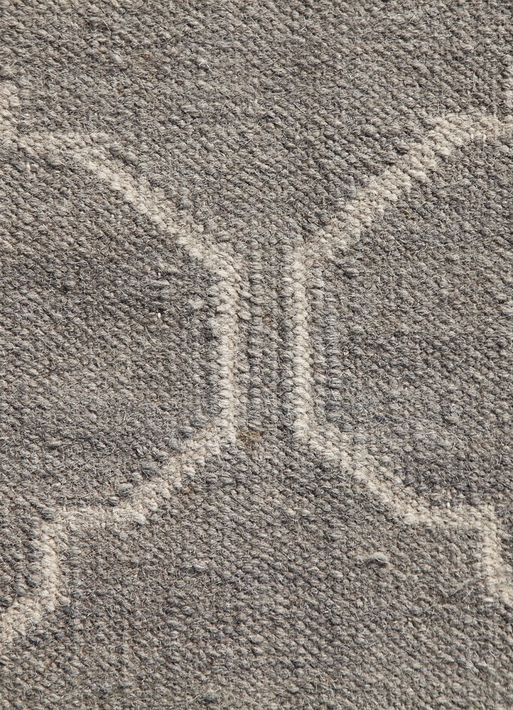 indusbar grey and black wool flat weaves Rug - CloseUp