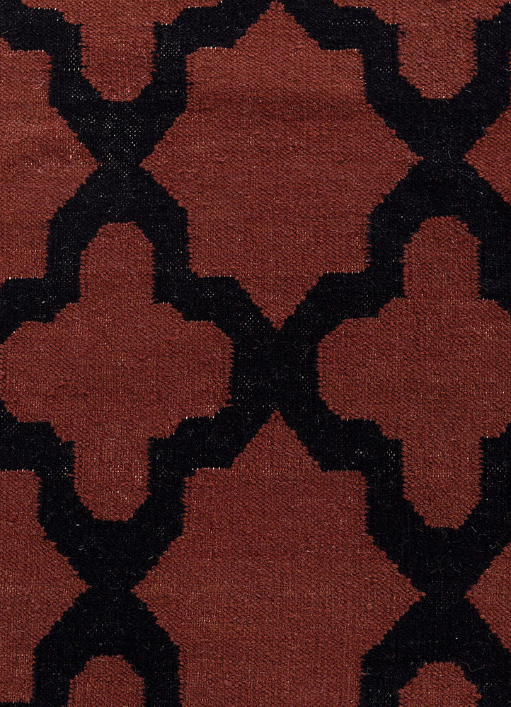 indusbar red and orange wool flat weaves Rug - CloseUp