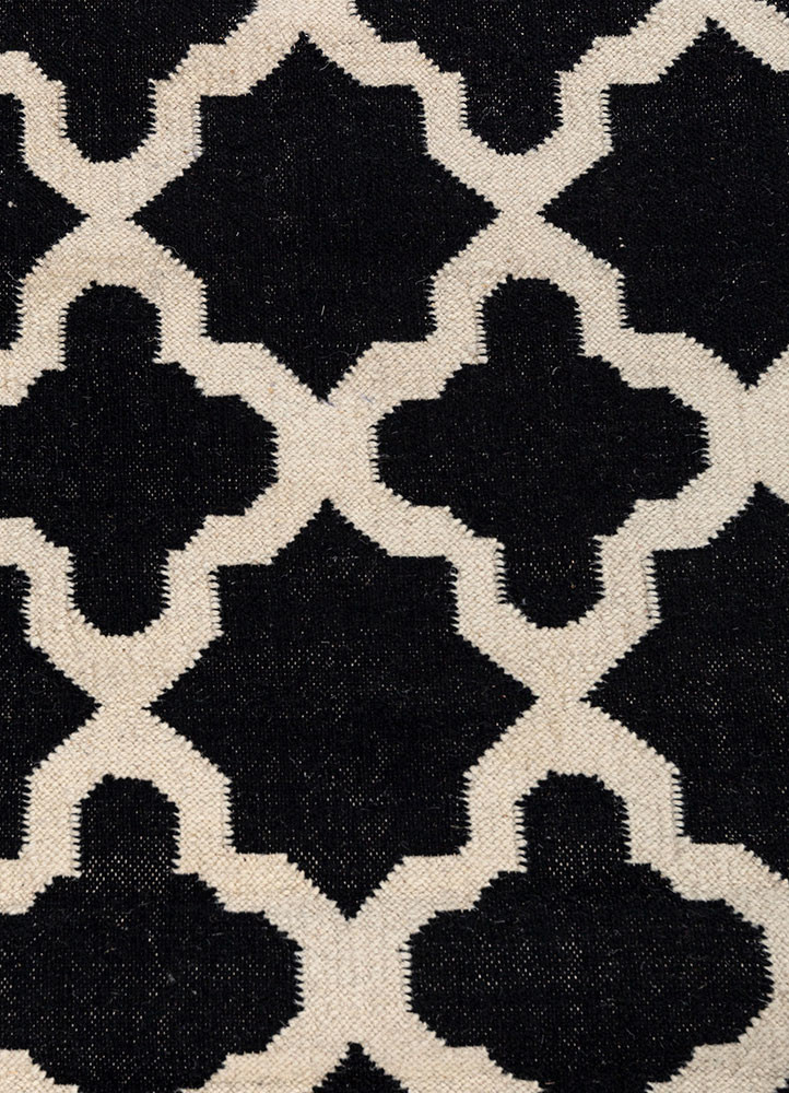 indusbar grey and black wool flat weaves Rug - CloseUp