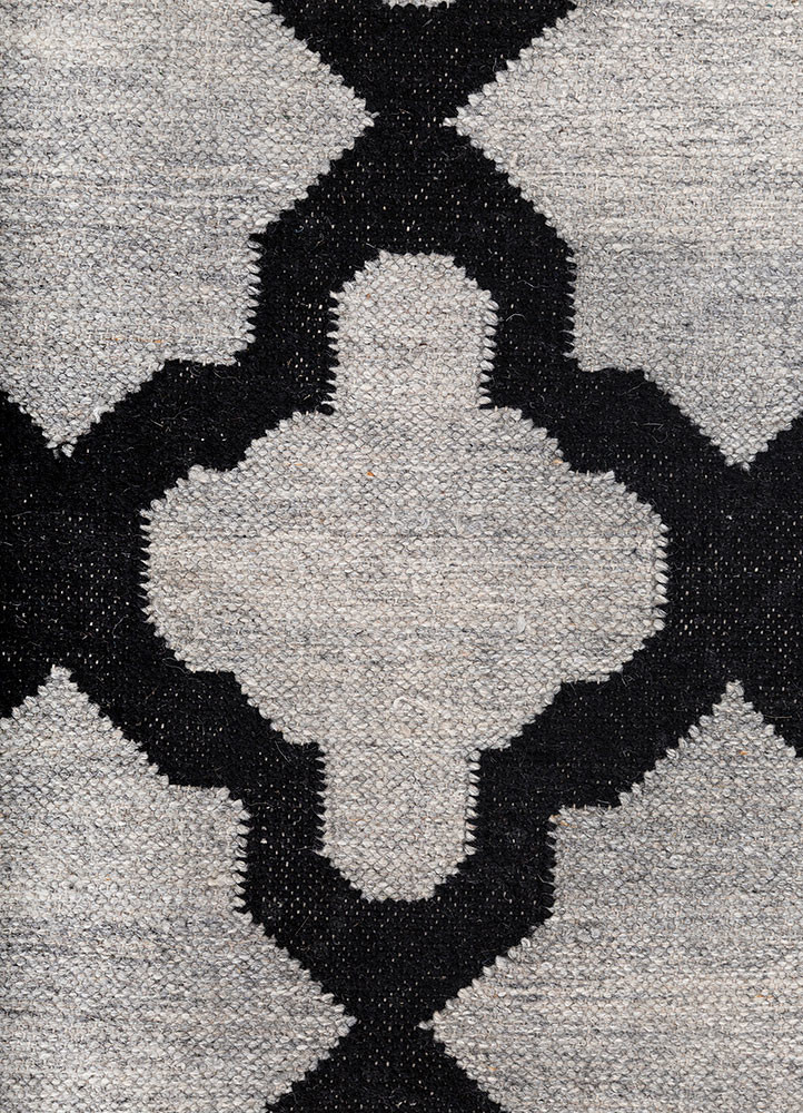 indusbar blue wool flat weaves Rug - CloseUp