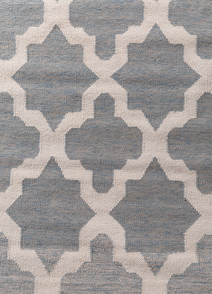 indusbar grey and black wool flat weaves Rug - CloseUp