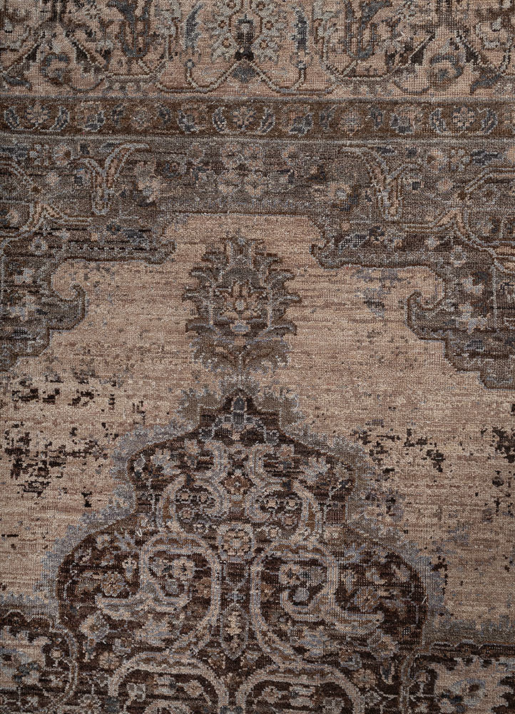 someplace in time beige and brown afghan wool hand knotted Rug - CloseUp someplace in time beige and brown afghan wool hand knotted Rug - CloseUp