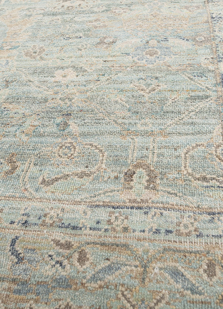 viscaya blue wool hand knotted Rug - CloseUp