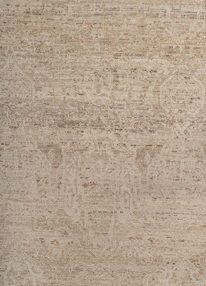 someplace in time ivory wool hand knotted Rug - CloseUp