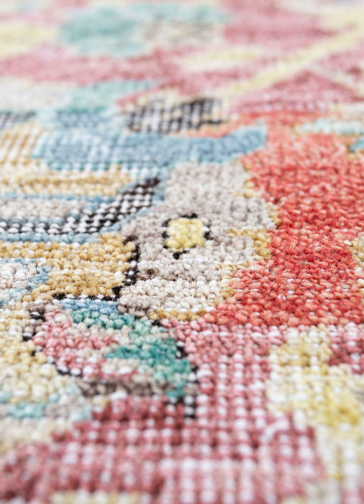 someplace in time red and orange afghan wool hand knotted Rug - CloseUp someplace in time red and orange afghan wool hand knotted Rug - CloseUp