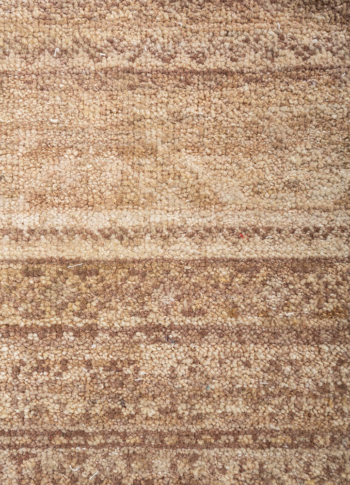 erbe beige and brown afghan wool hand knotted Rug - CloseUp