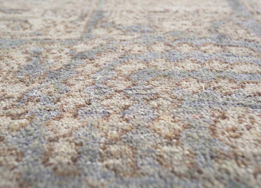 someplace in time ivory afghan wool hand knotted Rug - CloseUp