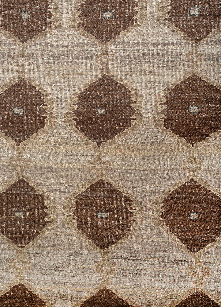 erbe green wool hand knotted Rug - CloseUp