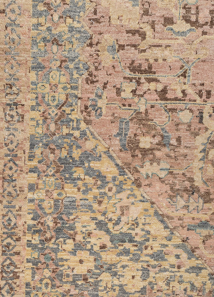someplace in time red and orange wool hand knotted Rug - CloseUp someplace in time red and orange wool hand knotted Rug - CloseUp