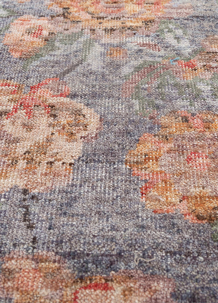 pansy grey and black afghan wool hand knotted Rug - CloseUp pansy grey and black afghan wool hand knotted Rug - CloseUp