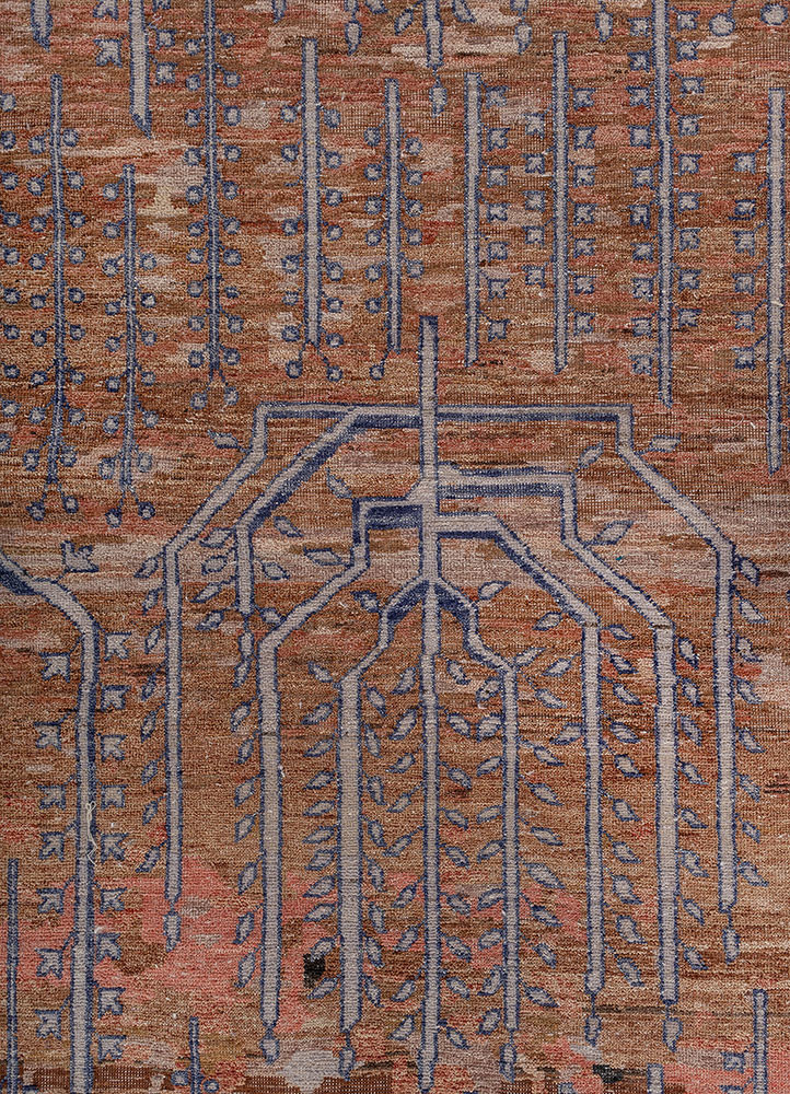 someplace in time blue afghan wool hand knotted Rug - CloseUp someplace in time blue afghan wool hand knotted Rug - CloseUp