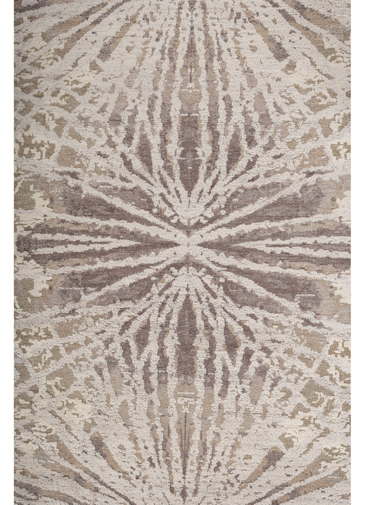chaos theory by kavi grey and black wool and bamboo silk hand knotted Rug - CloseUp
