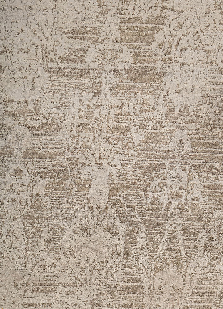 far east ivory wool and silk hand knotted Rug - CloseUp
