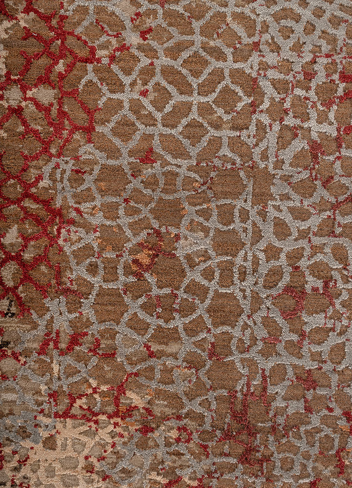 tattvam beige and brown wool and silk hand knotted Rug - CloseUp tattvam beige and brown wool and silk hand knotted Rug - CloseUp