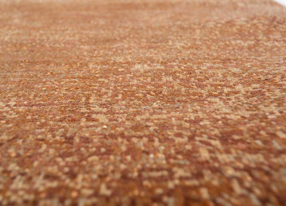 entropy beige and brown wool and silk hand knotted Rug - CloseUp