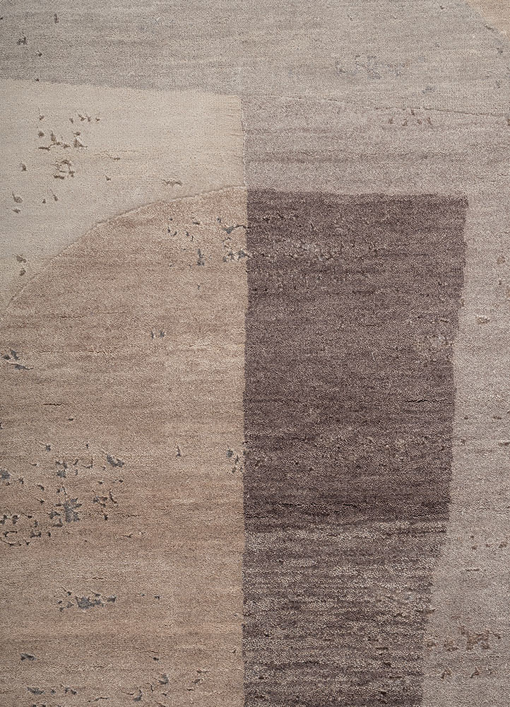unfold by kavi beige and brown wool and silk hand knotted Rug - CloseUp unfold by kavi beige and brown wool and silk hand knotted Rug - CloseUp