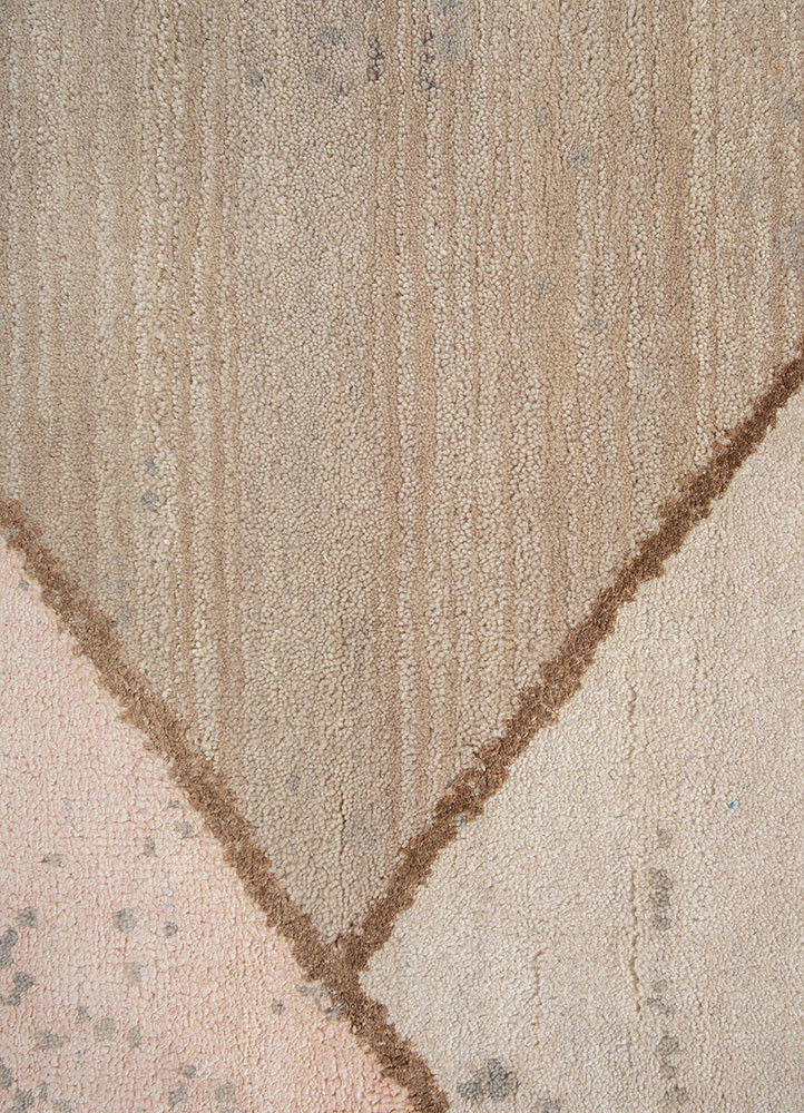 hidden by kavi beige and brown wool and silk hand knotted Rug - CloseUp