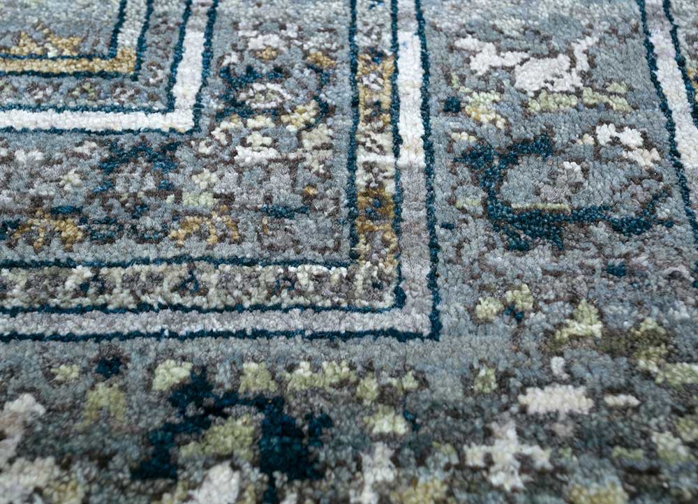 viscaya blue afghan wool hand knotted Rug - CloseUp