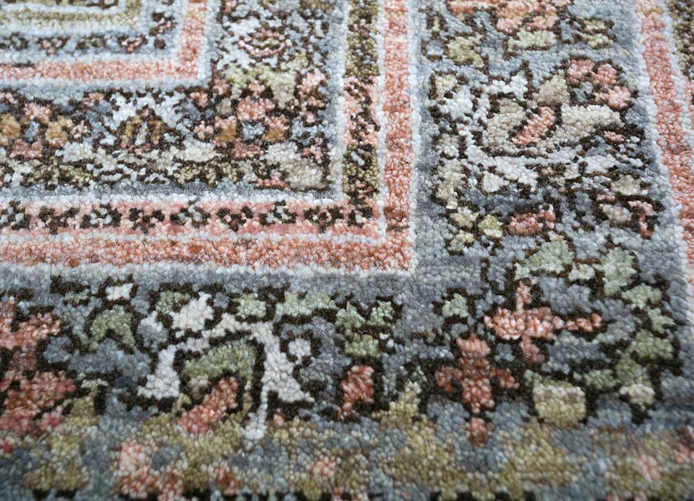 viscaya blue afghan wool hand knotted Rug - CloseUp