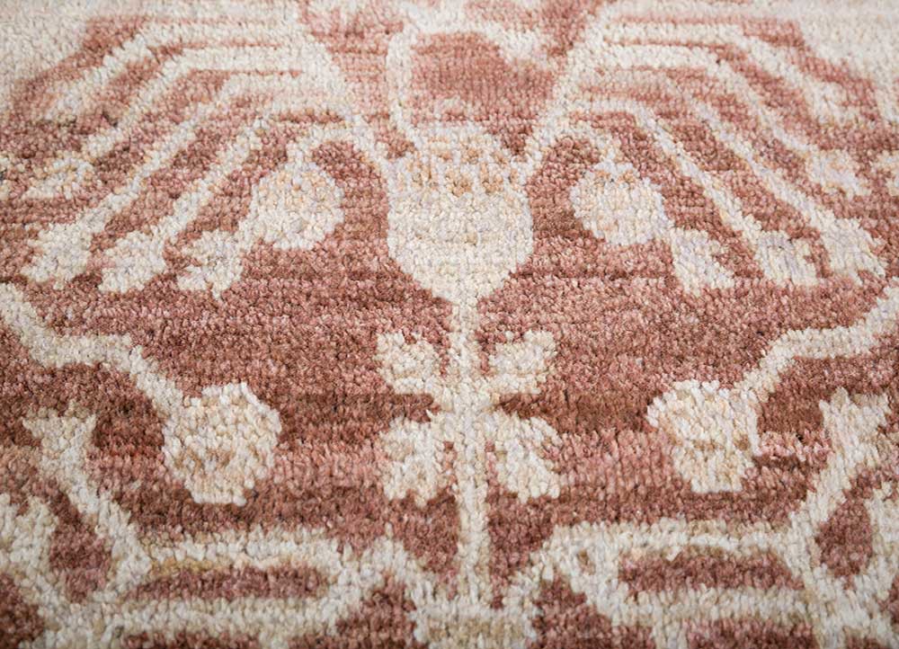 viscaya red and orange afghan wool hand knotted Rug - CloseUp