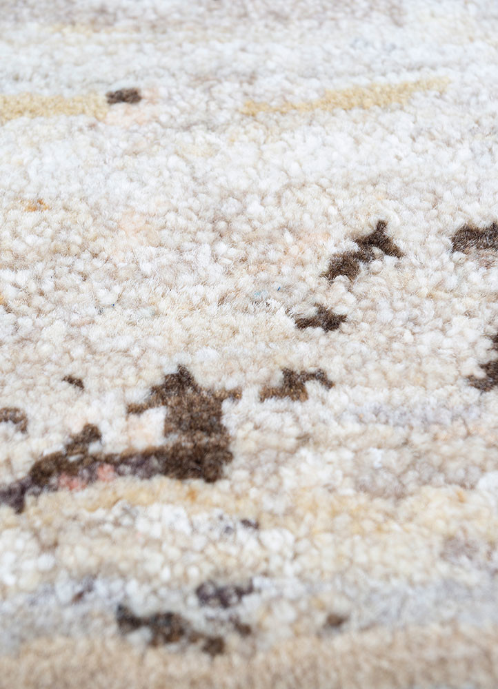 entropy gold afghan wool hand knotted Rug - CloseUp