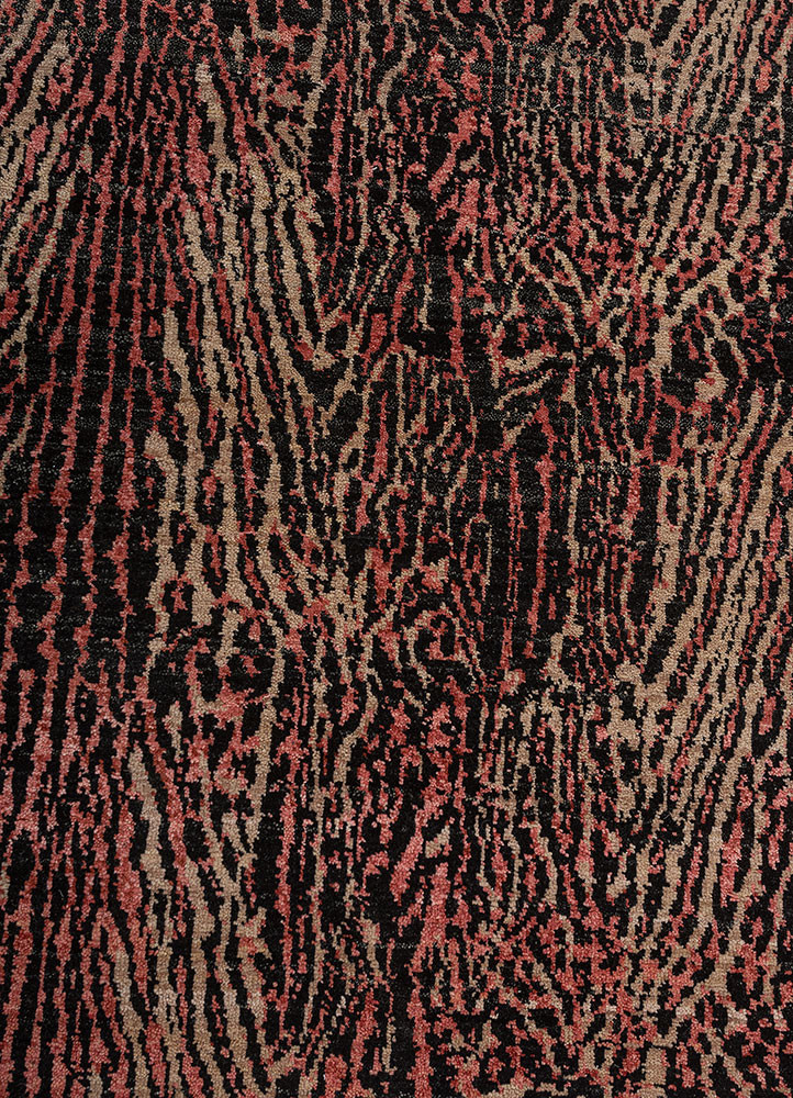 gilded age grey and black wool hand knotted Rug - CloseUp