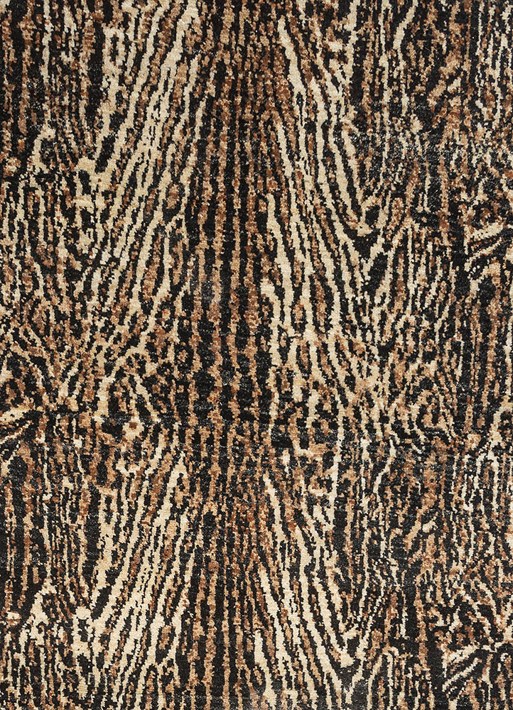 gilded age grey and black afghan wool hand knotted Rug - CloseUp