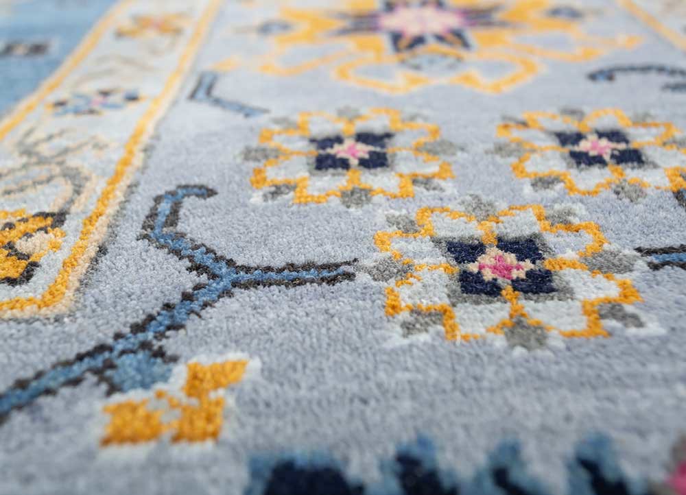 savana blue wool hand knotted Rug - CloseUp savana blue wool hand knotted Rug - CloseUp