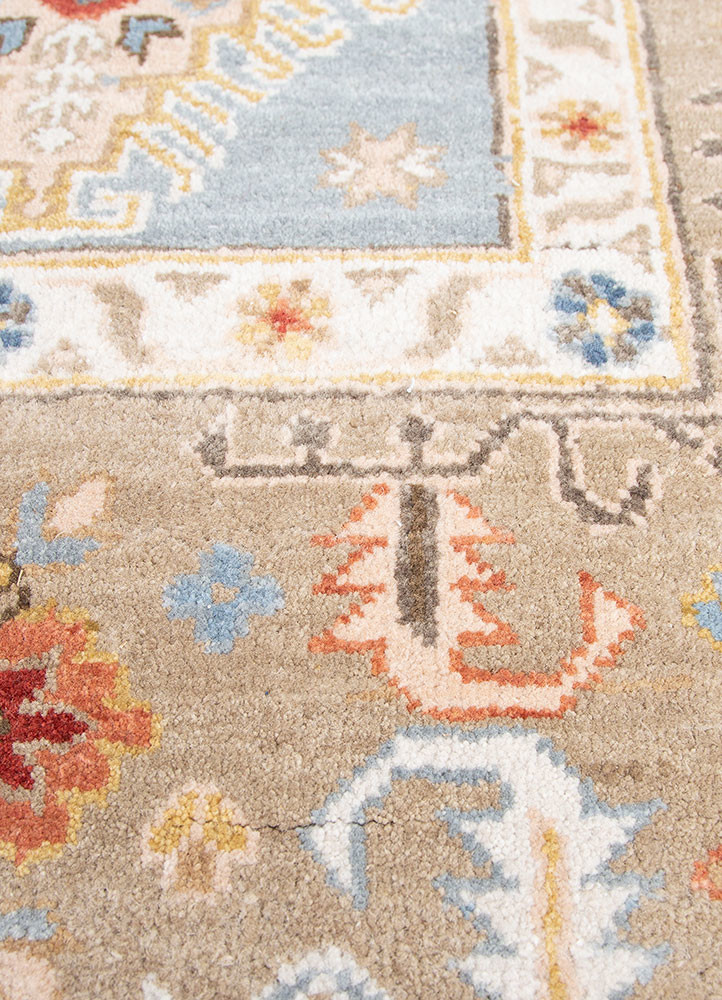 savana blue wool hand knotted Rug - CloseUp