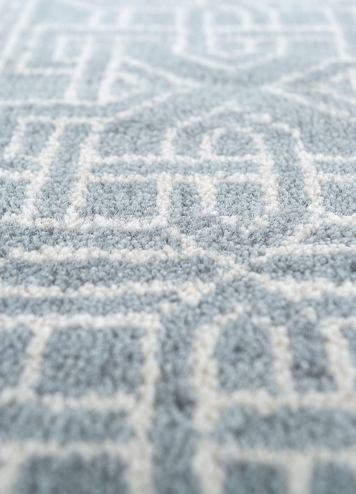 clan blue wool hand knotted Rug - CloseUp clan blue wool hand knotted Rug - CloseUp