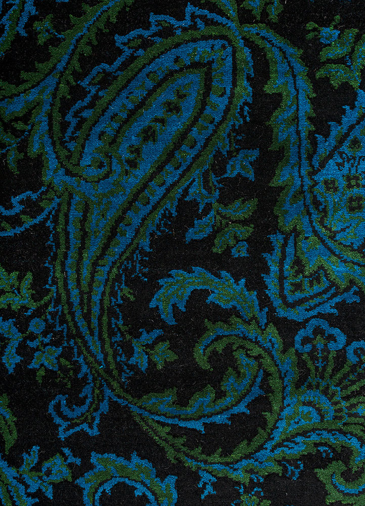 gilded age grey and black wool hand knotted Rug - CloseUp gilded age grey and black wool hand knotted Rug - CloseUp