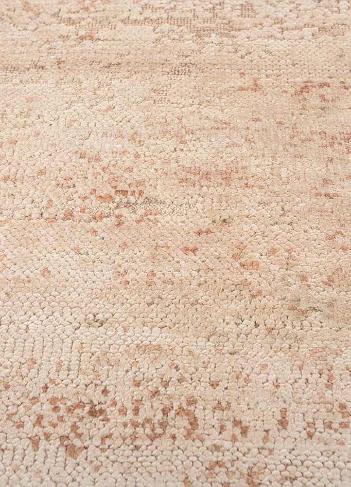 entropy pink and purple afghan wool and silk hand knotted Rug - CloseUp