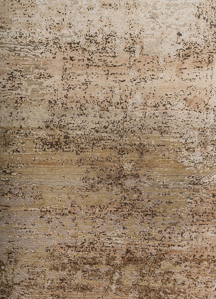 entropy ivory wool and silk hand knotted Rug - CloseUp