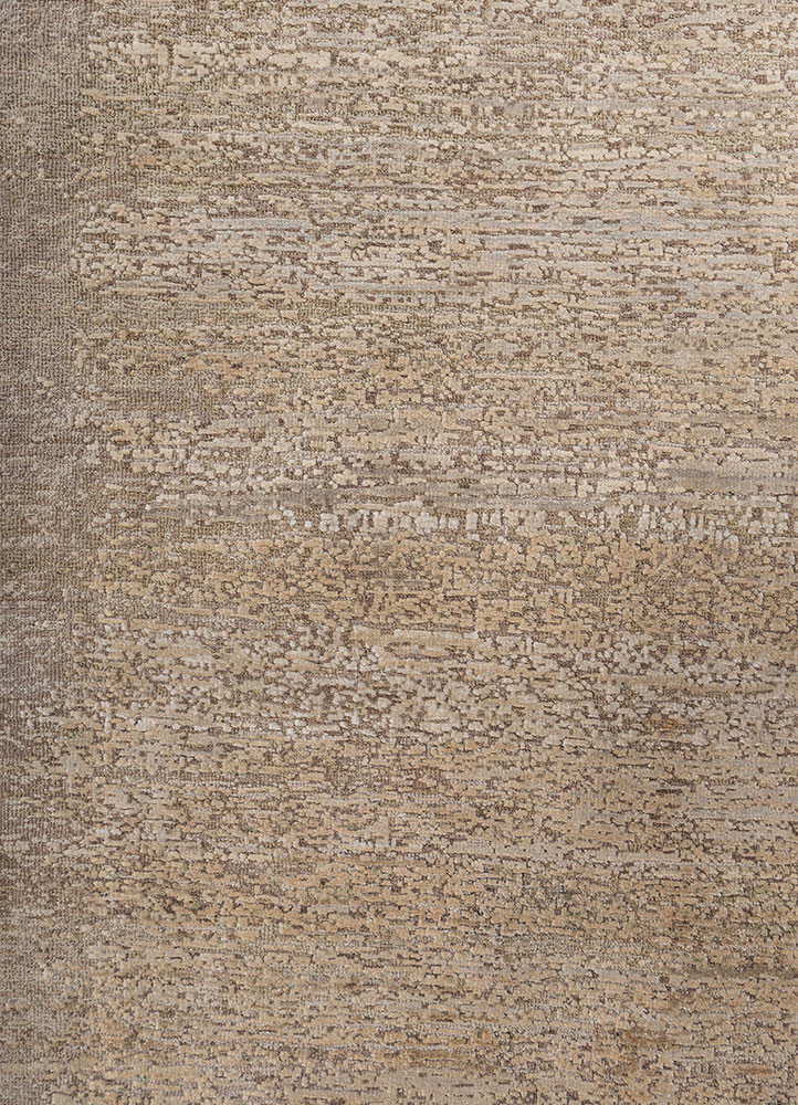 entropy ivory wool and silk hand knotted Rug - CloseUp