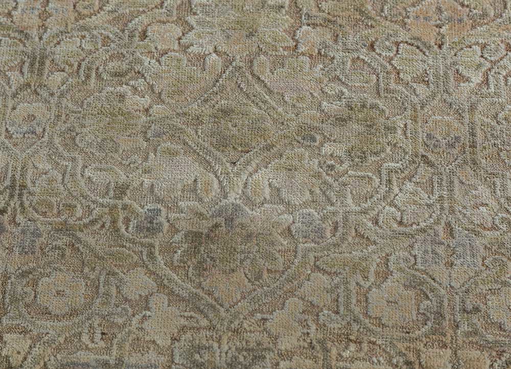 viscaya ivory afghan wool and silk hand knotted Rug - CloseUp