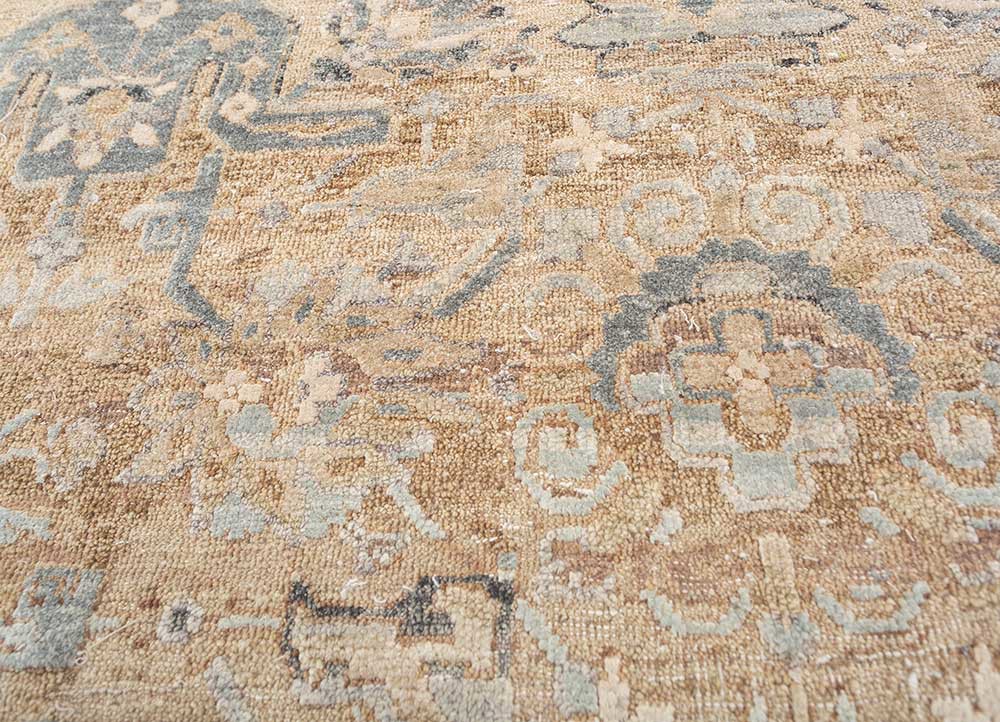 viscaya gold afghan wool and silk hand knotted Rug - CloseUp