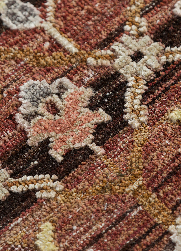 viscaya red and orange afghan wool and silk hand knotted Rug - CloseUp viscaya red and orange afghan wool and silk hand knotted Rug - CloseUp