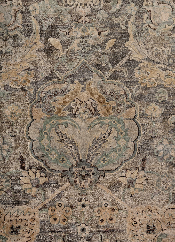 viscaya blue afghan wool and silk hand knotted Rug - CloseUp