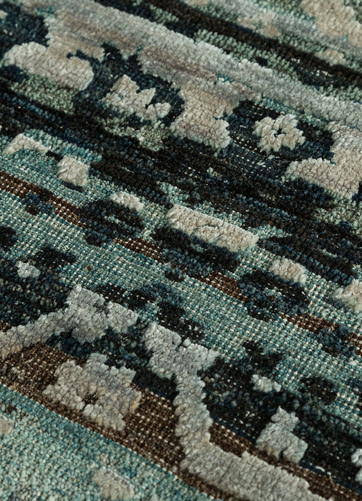 viscaya blue afghan wool and silk hand knotted Rug - CloseUp viscaya blue afghan wool and silk hand knotted Rug - CloseUp