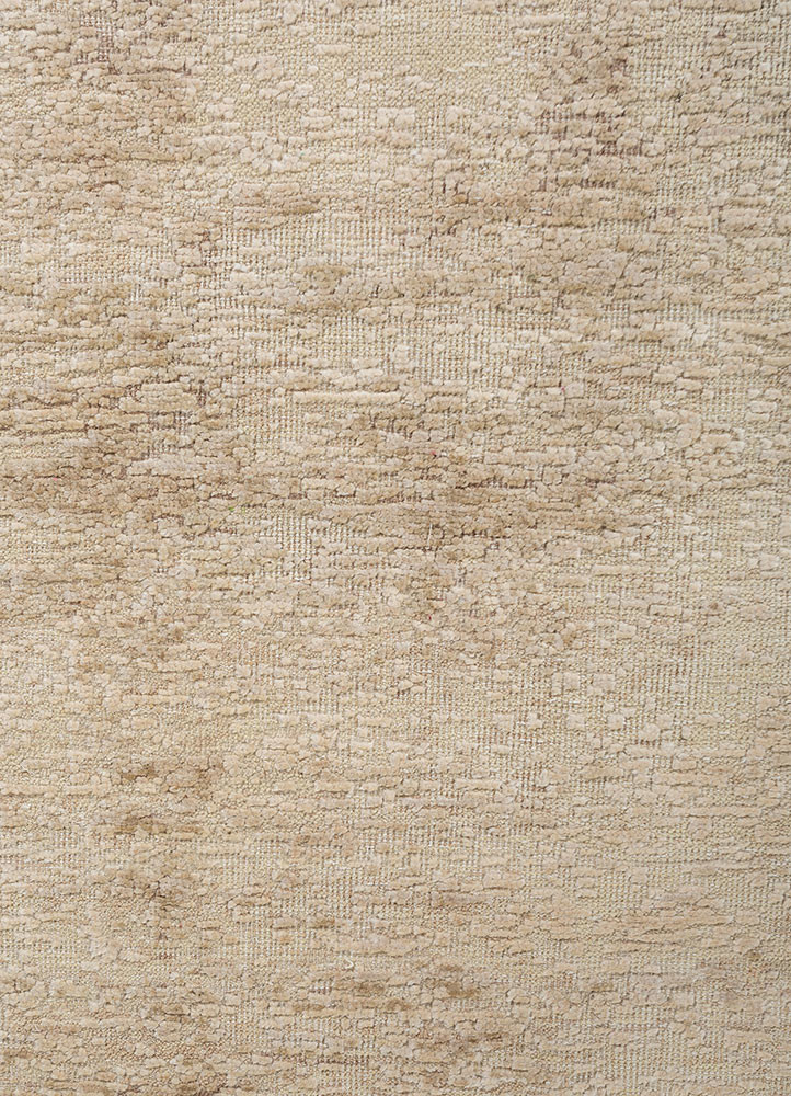 entropy ivory wool and silk hand knotted Rug - CloseUp