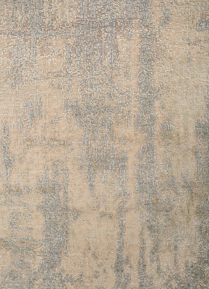entropy ivory wool and silk hand knotted Rug - CloseUp