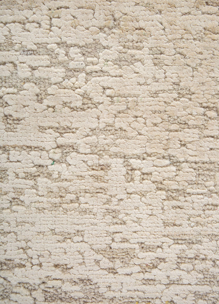 entropy beige and brown wool and silk hand knotted Rug - CloseUp