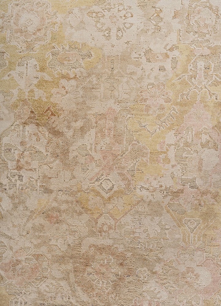 viscaya ivory afghan wool and silk hand knotted Rug - CloseUp